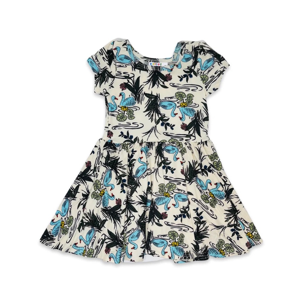 DotDotSmile -  Toddler Girl's Dress - Blue Swan Ballerina Dress in 2T